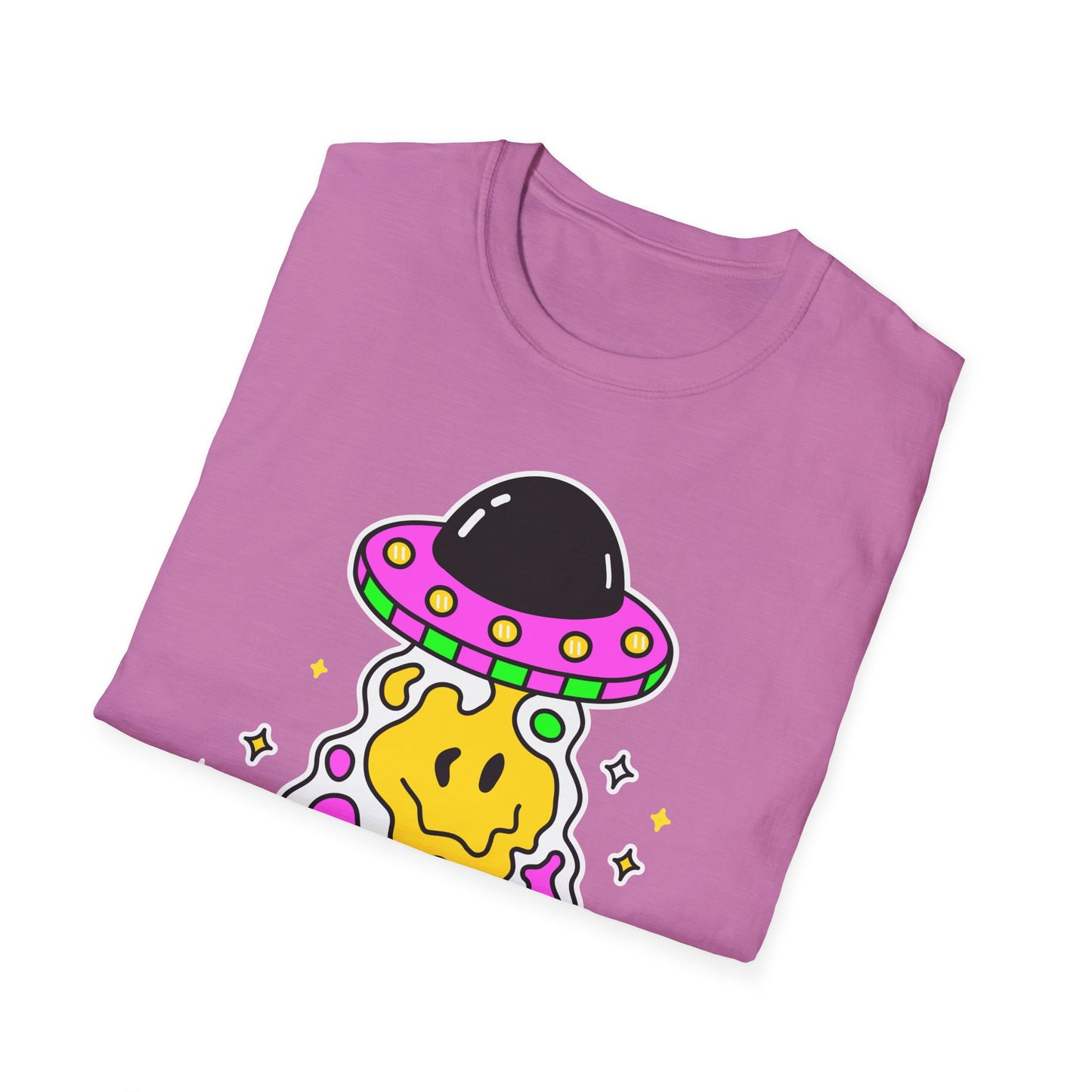 UFO Alien Smile Graphic T-Shirt | Fun Unisex Softstyle Tee for Casual Wear