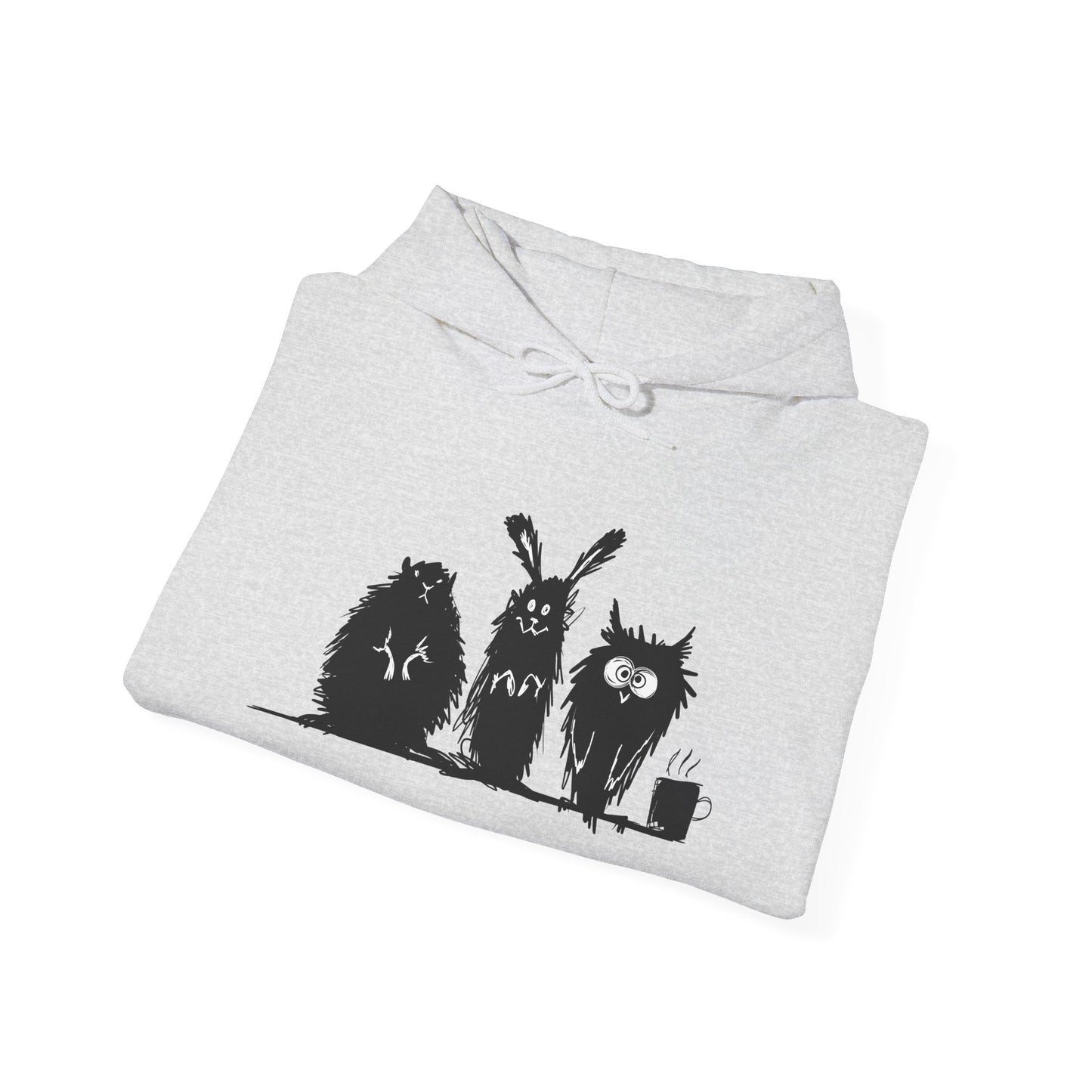 Playful Animal Friends Hoodie - Cozy Unisex Heavy Blend Sweatshirt