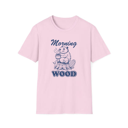 Funny Morning Wood Unisex T-Shirt - Softstyle Graphic Tee for Nature Lovers