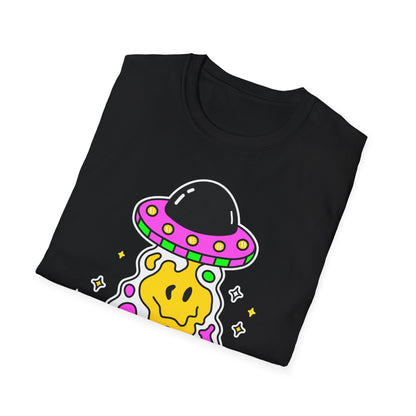 UFO Alien Smile Graphic T-Shirt | Fun Unisex Softstyle Tee for Casual Wear