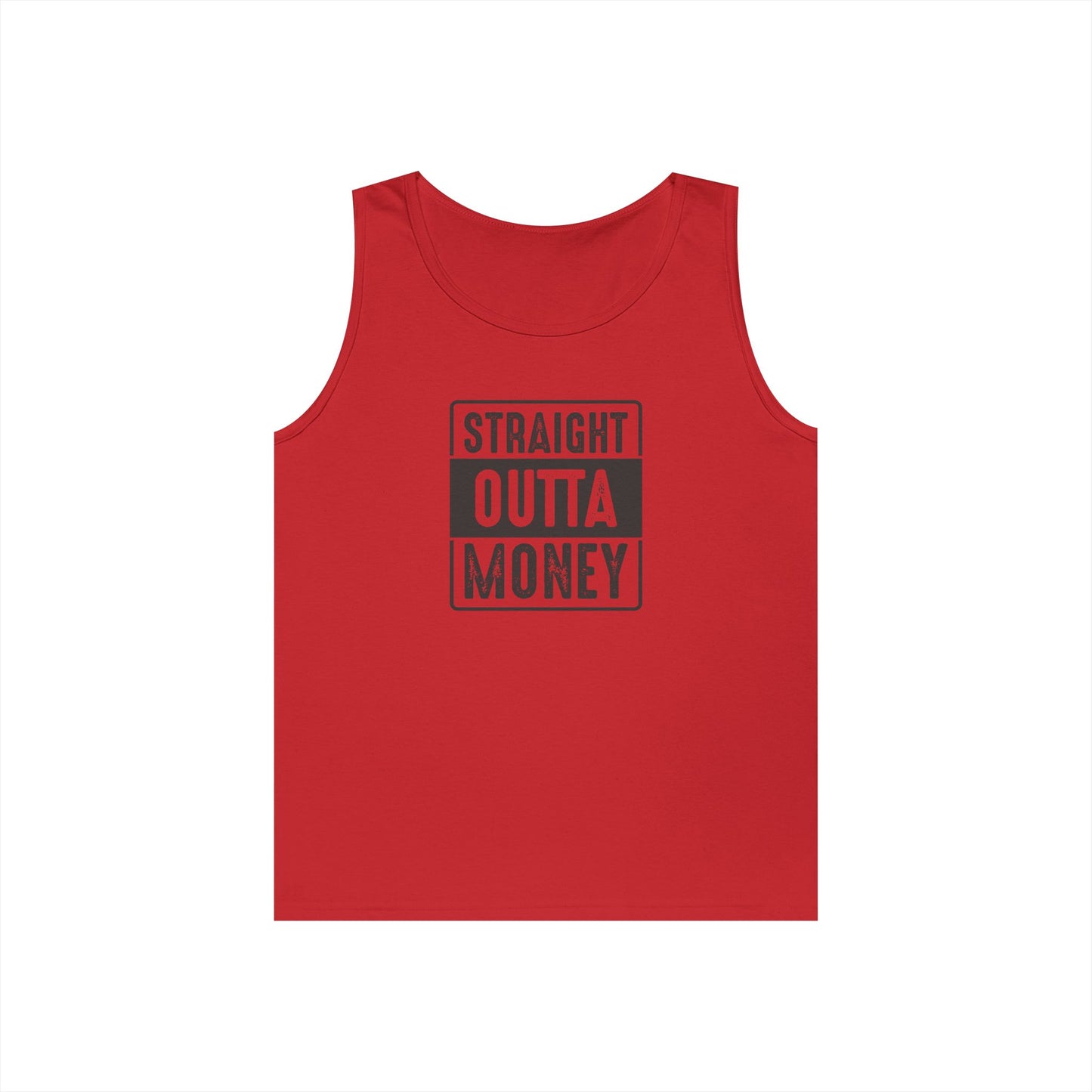Straight Outta Money Unisex Heavy Cotton Tank Top - Funny Apparel for Budget-Friendly Vibes