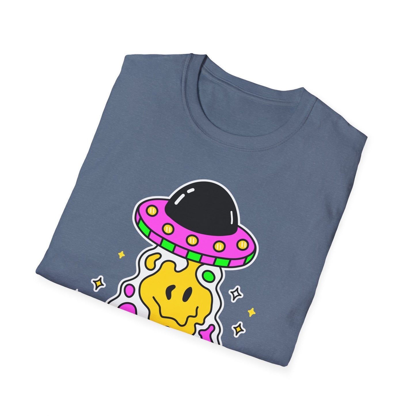 UFO Alien Smile Graphic T-Shirt | Fun Unisex Softstyle Tee for Casual Wear