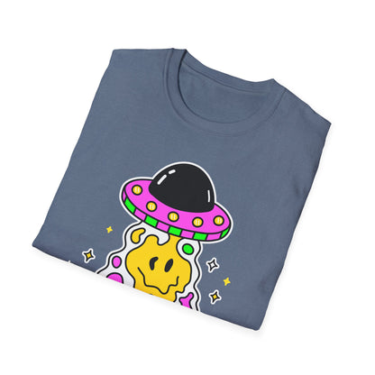 UFO Alien Smile Graphic T-Shirt | Fun Unisex Softstyle Tee for Casual Wear