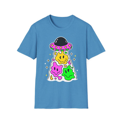 UFO Alien Smile Graphic T-Shirt | Fun Unisex Softstyle Tee for Casual Wear