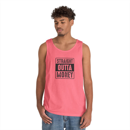 Straight Outta Money Unisex Heavy Cotton Tank Top - Funny Apparel for Budget-Friendly Vibes