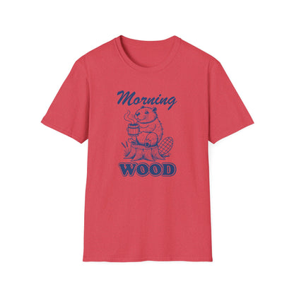 Funny Morning Wood Unisex T-Shirt - Softstyle Graphic Tee for Nature Lovers
