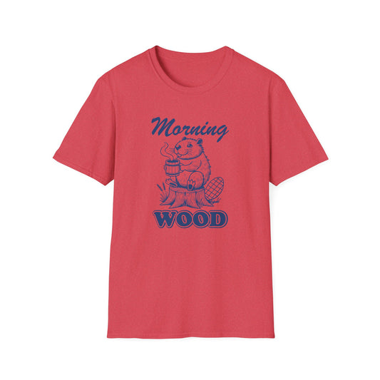 Funny Morning Wood Unisex T-Shirt - Softstyle Graphic Tee for Nature Lovers