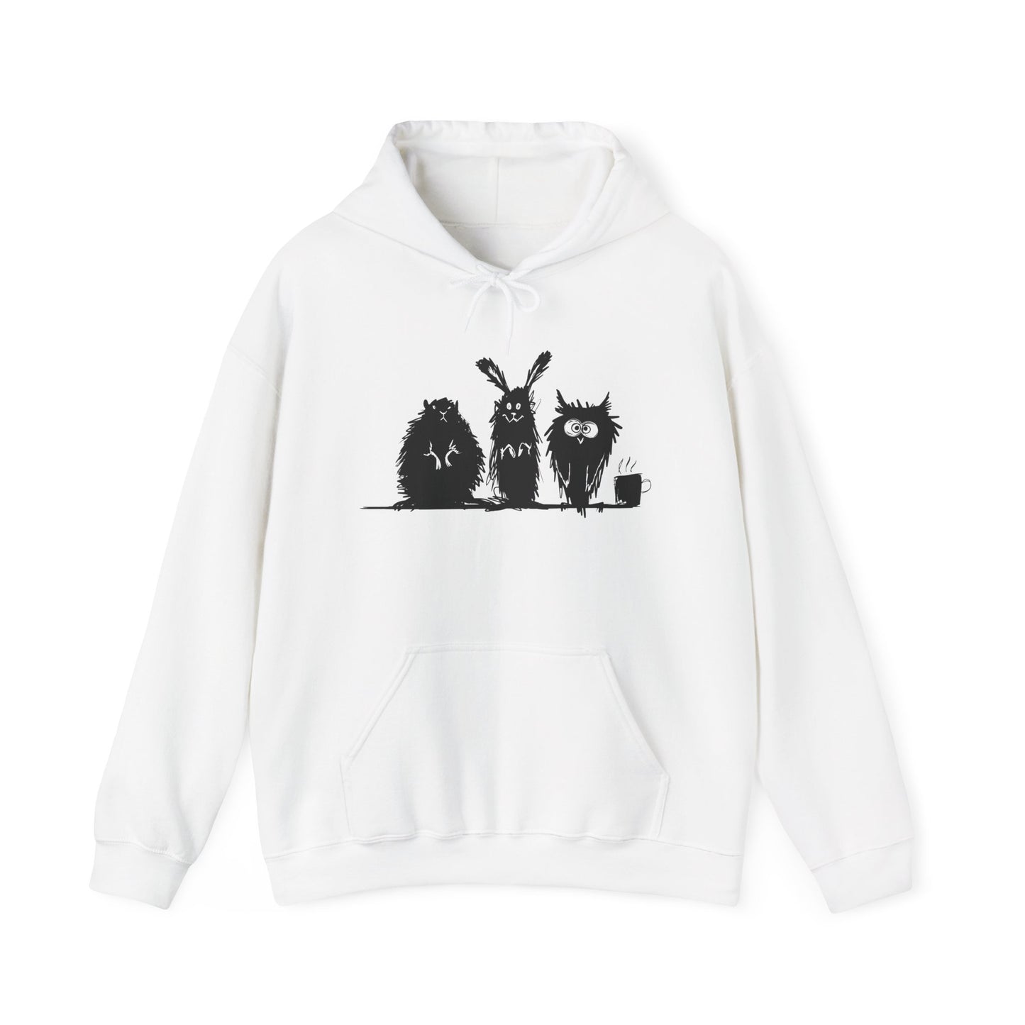 Playful Animal Friends Hoodie - Cozy Unisex Heavy Blend Sweatshirt