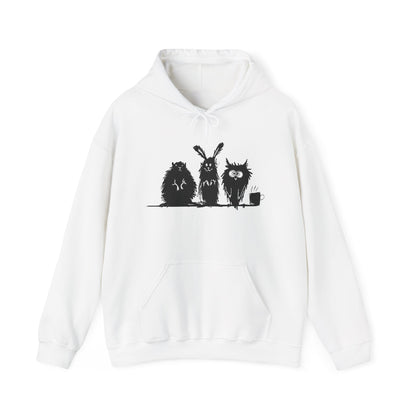 Playful Animal Friends Hoodie - Cozy Unisex Heavy Blend Sweatshirt