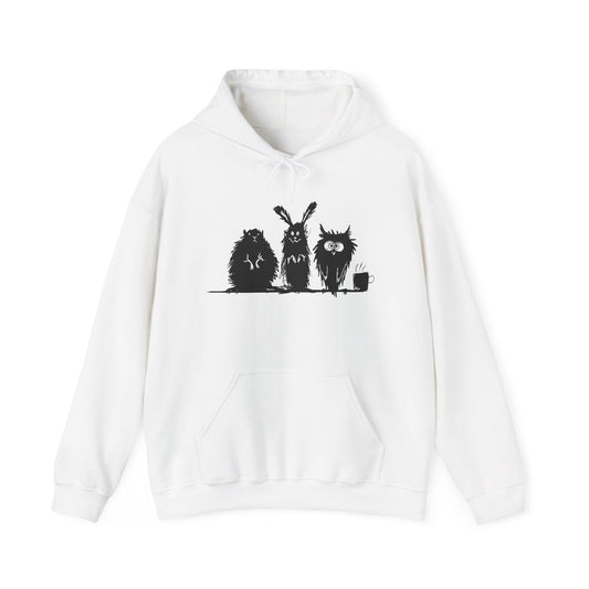 Playful Animal Friends Hoodie - Cozy Unisex Heavy Blend Sweatshirt
