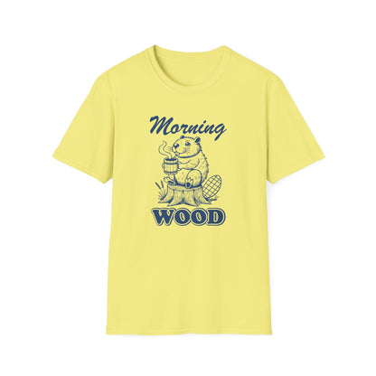 Funny Morning Wood Unisex T-Shirt - Softstyle Graphic Tee for Nature Lovers