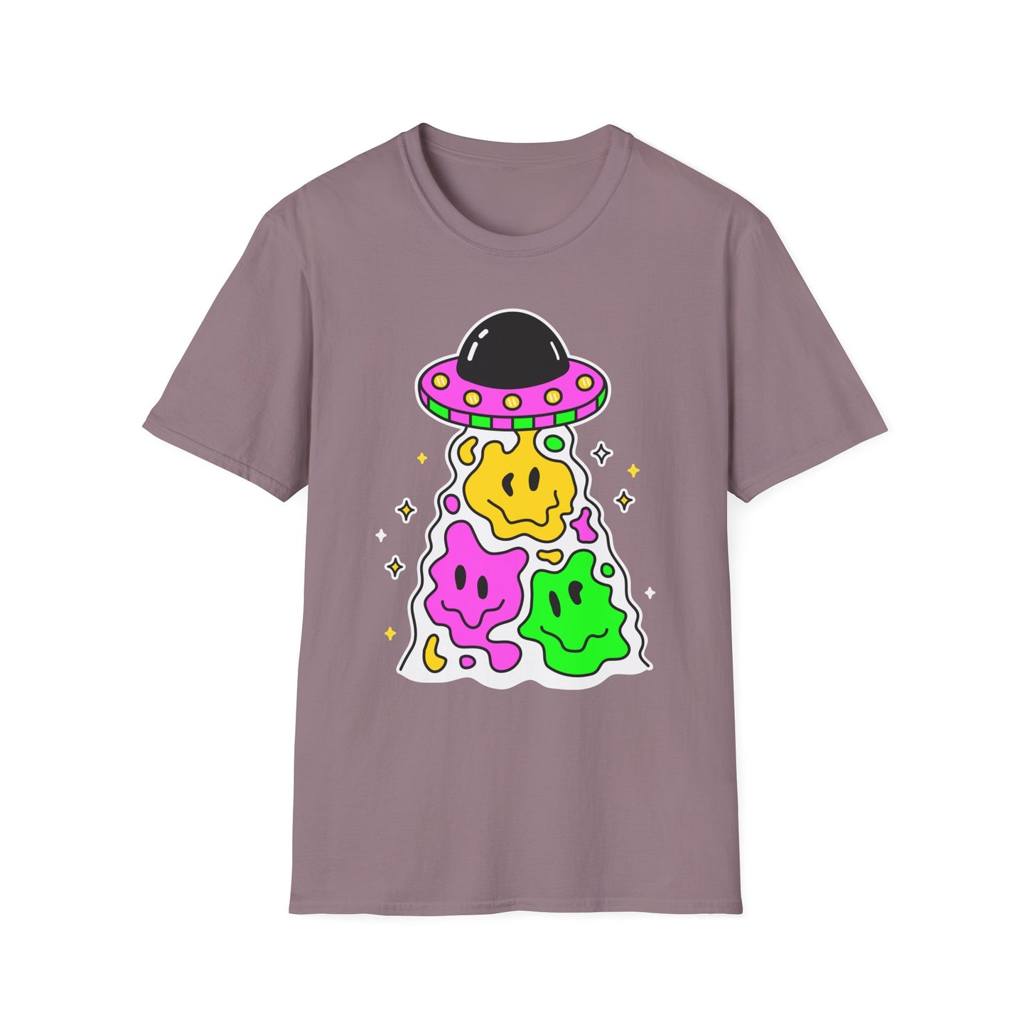 UFO Alien Smile Graphic T-Shirt | Fun Unisex Softstyle Tee for Casual Wear