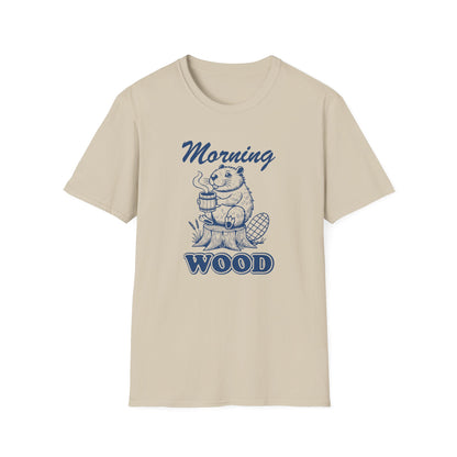 Funny Morning Wood Unisex T-Shirt - Softstyle Graphic Tee for Nature Lovers