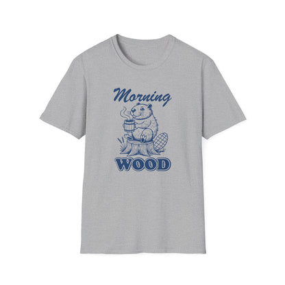 Funny Morning Wood Unisex T-Shirt - Softstyle Graphic Tee for Nature Lovers