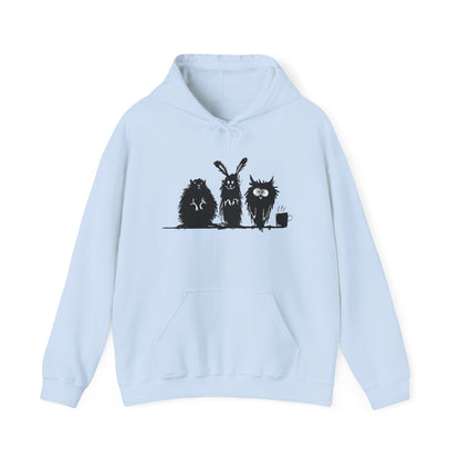 Playful Animal Friends Hoodie - Cozy Unisex Heavy Blend Sweatshirt