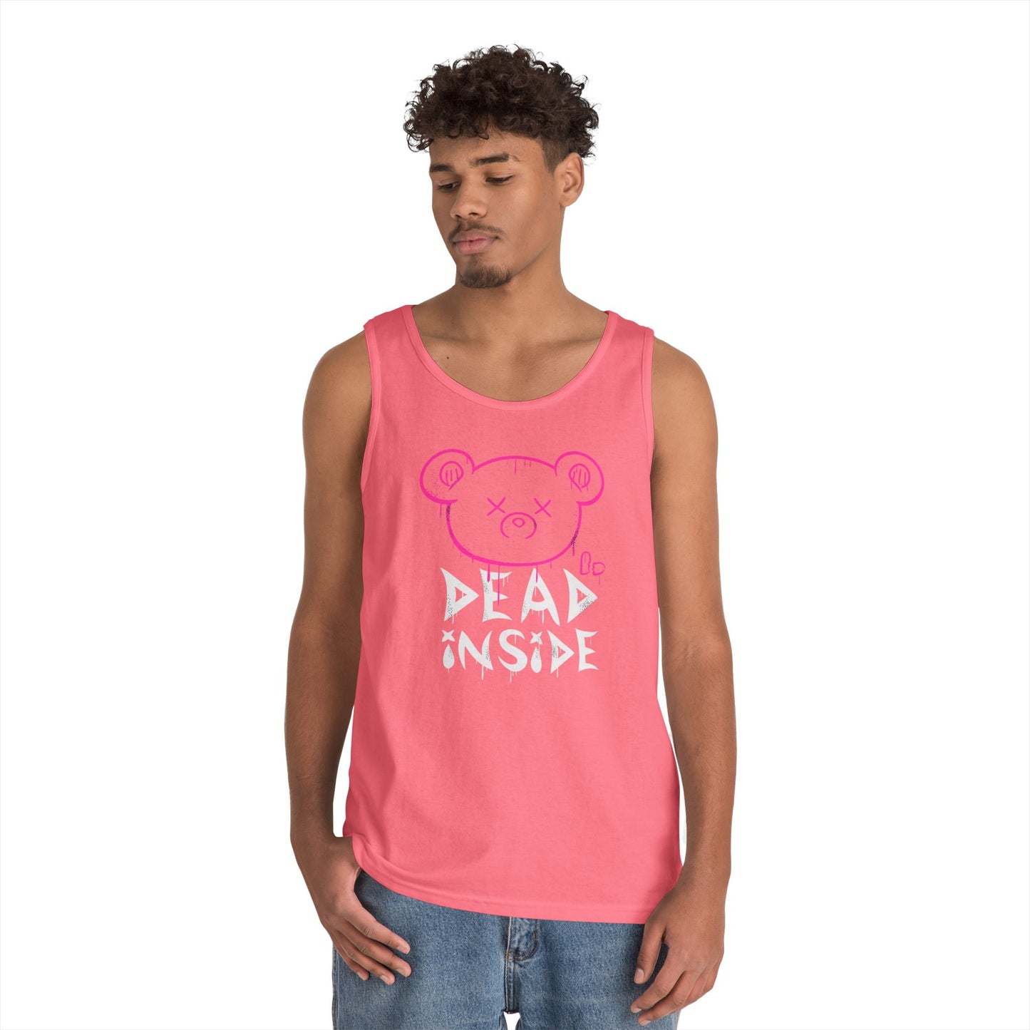 Unisex Heavy Cotton Tank Top - "Dead Inside" Graphic Tee for Casual Wear