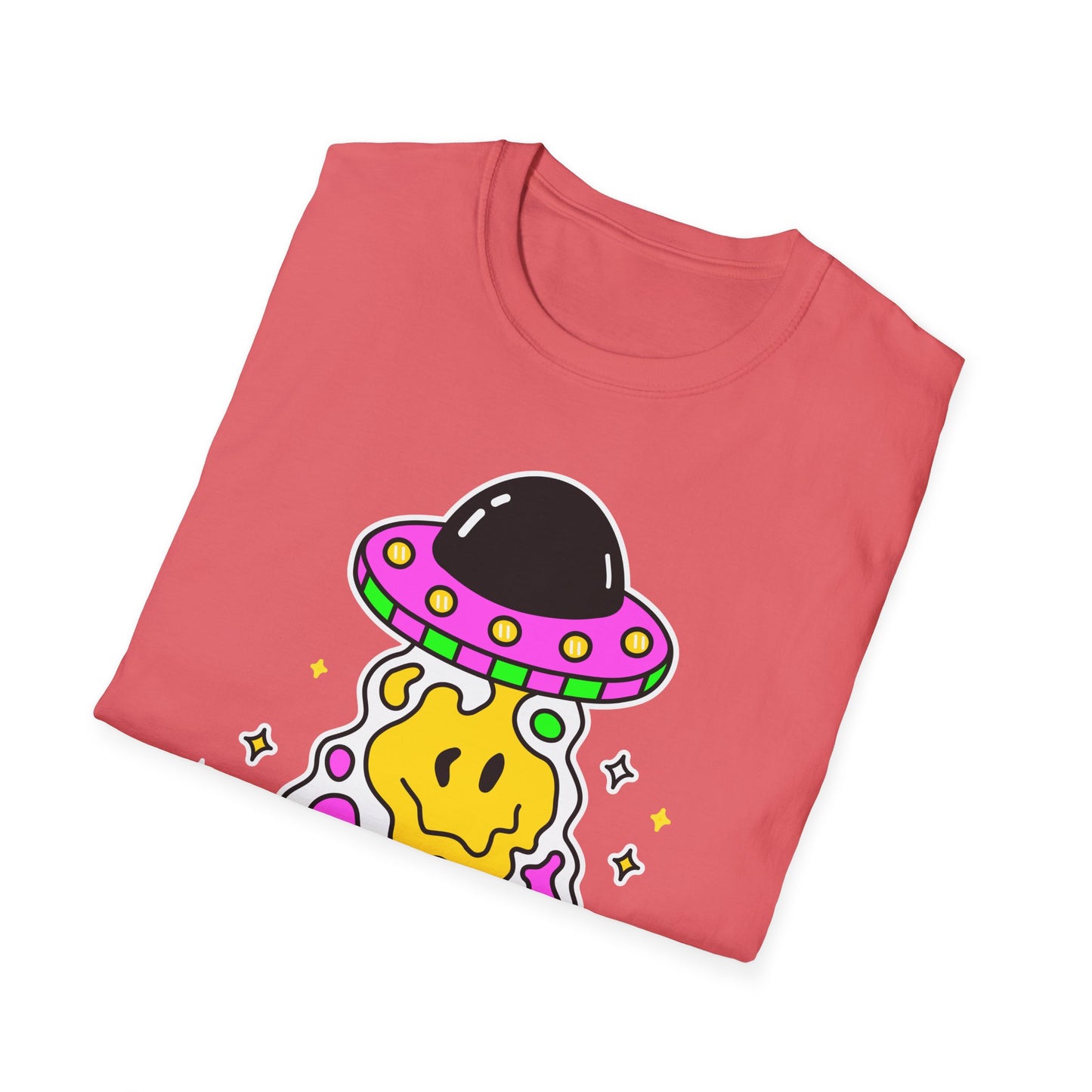 UFO Alien Smile Graphic T-Shirt | Fun Unisex Softstyle Tee for Casual Wear