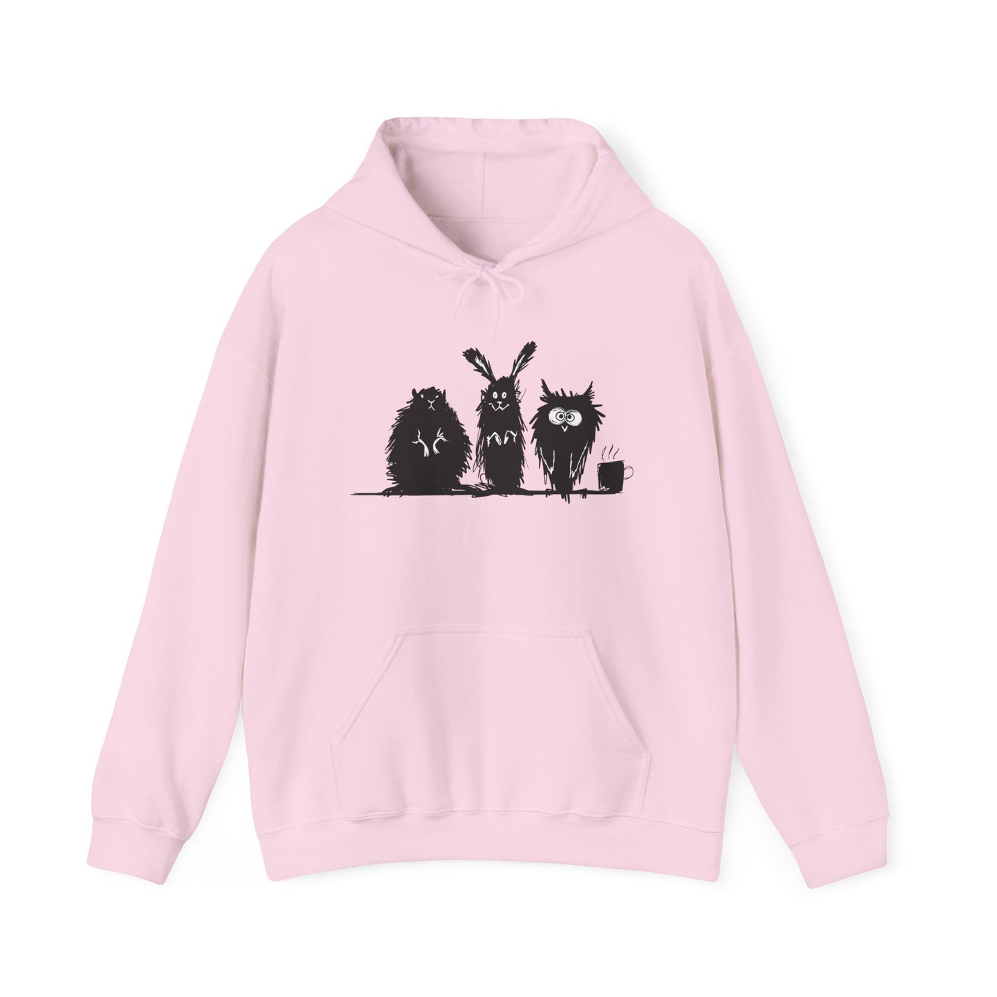 Playful Animal Friends Hoodie - Cozy Unisex Heavy Blend Sweatshirt