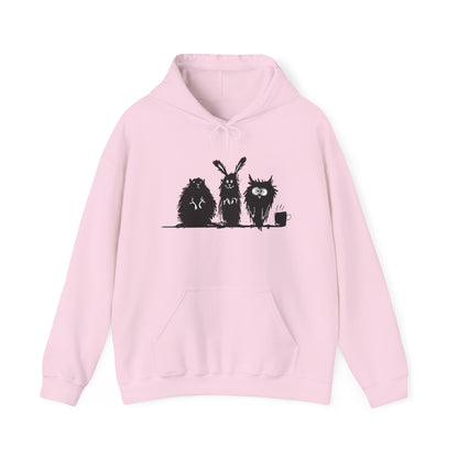 Playful Animal Friends Hoodie - Cozy Unisex Heavy Blend Sweatshirt