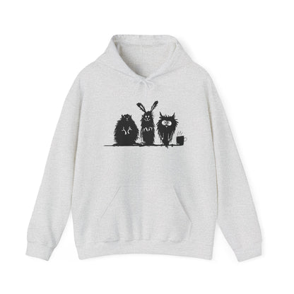 Playful Animal Friends Hoodie - Cozy Unisex Heavy Blend Sweatshirt