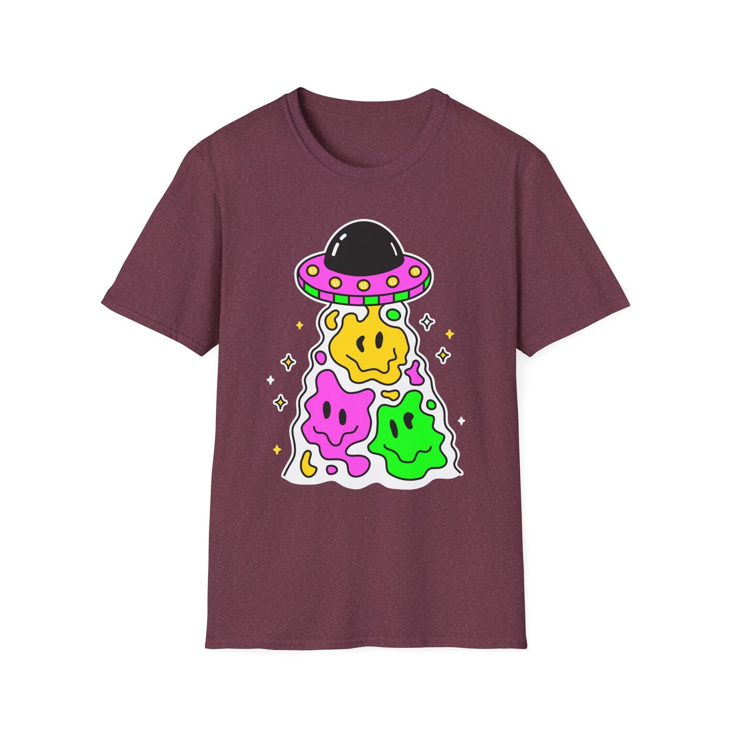 UFO Alien Smile Graphic T-Shirt | Fun Unisex Softstyle Tee for Casual Wear