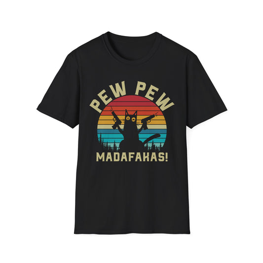 Pew Pew MadaaFakas Cat Unisex Softstyle T-Shirt