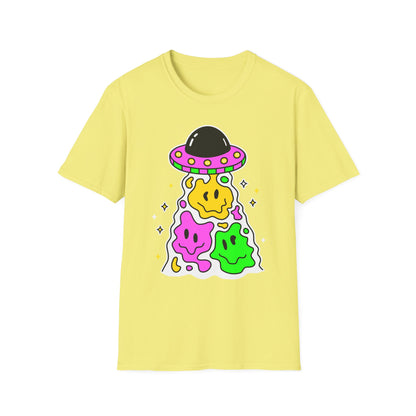 UFO Alien Smile Graphic T-Shirt | Fun Unisex Softstyle Tee for Casual Wear