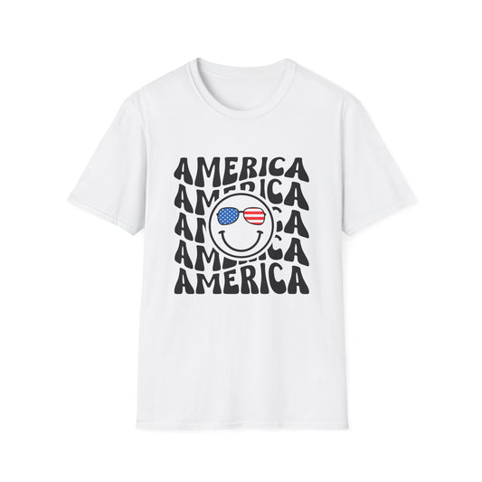 Patriotic Smile Unisex Softstyle T-Shirt - America Graphic Tee