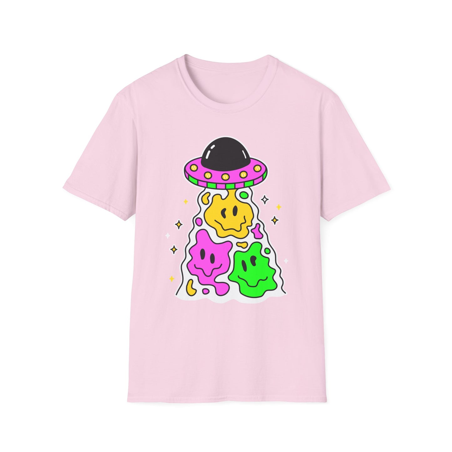 UFO Alien Smile Graphic T-Shirt | Fun Unisex Softstyle Tee for Casual Wear
