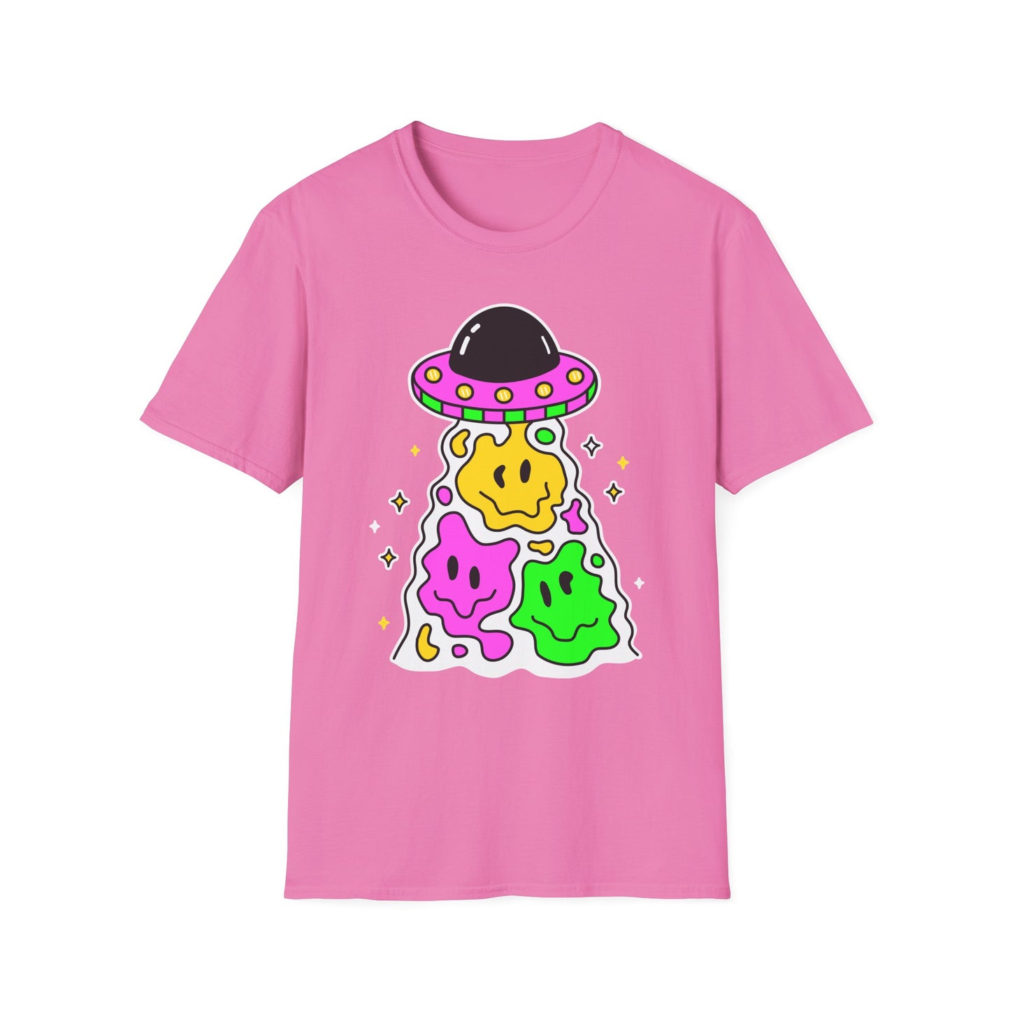 UFO Alien Smile Graphic T-Shirt | Fun Unisex Softstyle Tee for Casual Wear