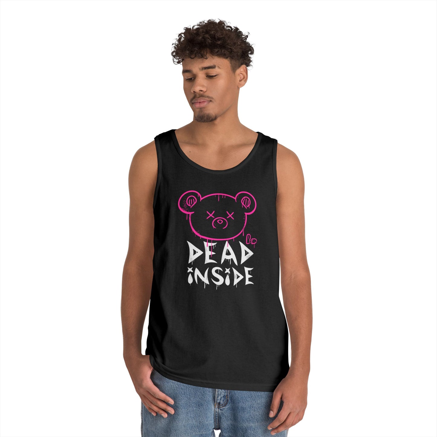 Unisex Heavy Cotton Tank Top - "Dead Inside" Graphic Tee for Casual Wear