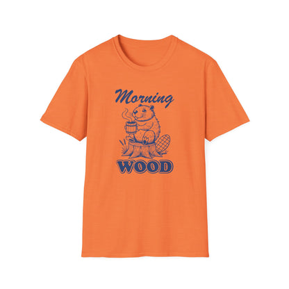 Funny Morning Wood Unisex T-Shirt - Softstyle Graphic Tee for Nature Lovers