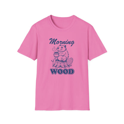 Funny Morning Wood Unisex T-Shirt - Softstyle Graphic Tee for Nature Lovers