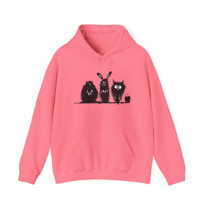 Playful Animal Friends Hoodie - Cozy Unisex Heavy Blend Sweatshirt