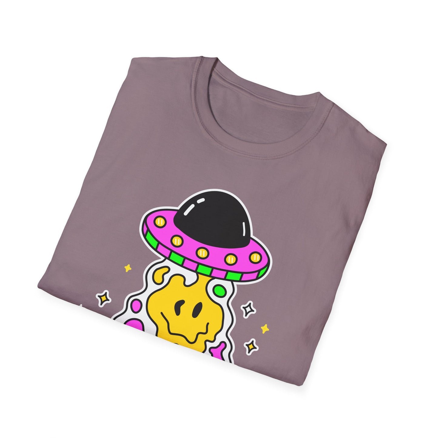 UFO Alien Smile Graphic T-Shirt | Fun Unisex Softstyle Tee for Casual Wear