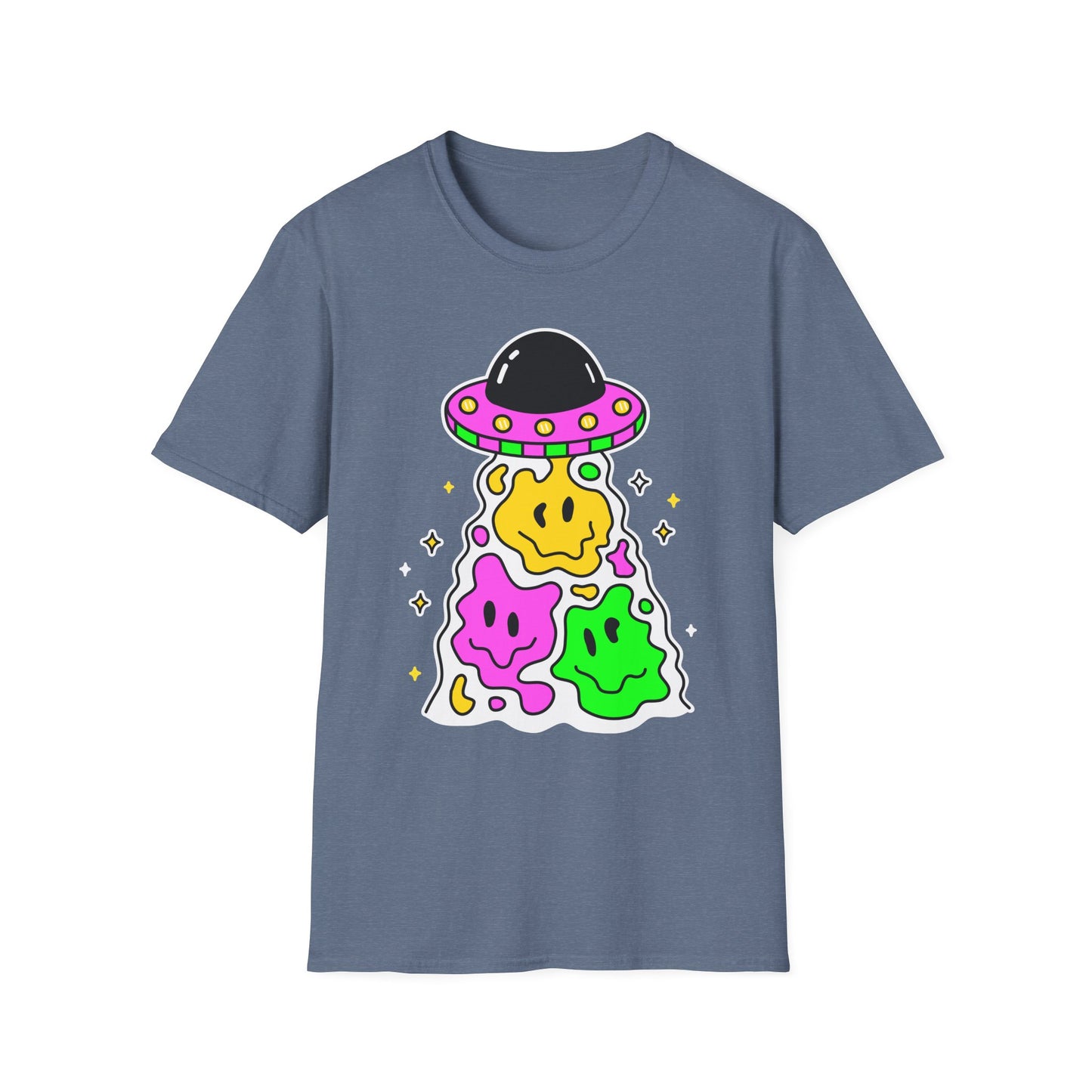 UFO Alien Smile Graphic T-Shirt | Fun Unisex Softstyle Tee for Casual Wear