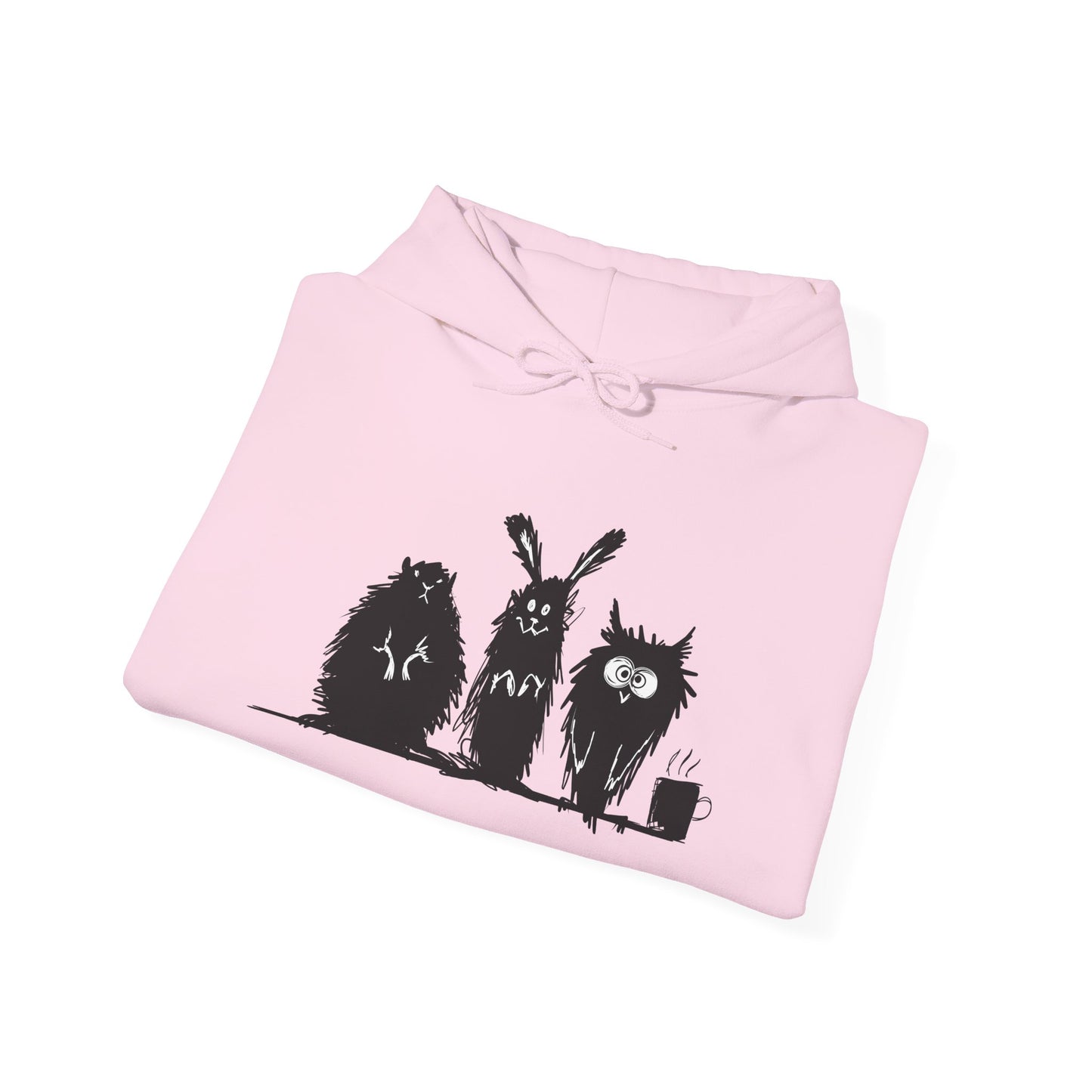 Playful Animal Friends Hoodie - Cozy Unisex Heavy Blend Sweatshirt