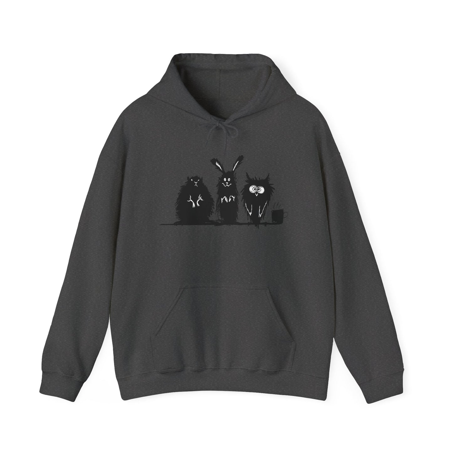 Playful Animal Friends Hoodie - Cozy Unisex Heavy Blend Sweatshirt