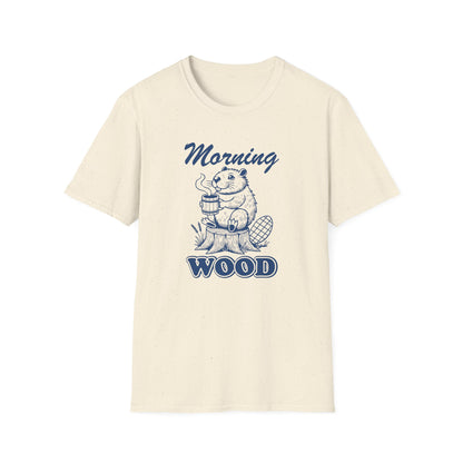 Funny Morning Wood Unisex T-Shirt - Softstyle Graphic Tee for Nature Lovers