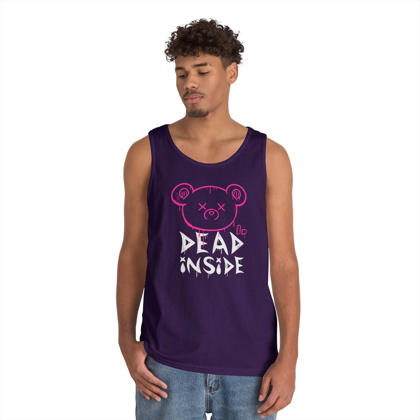 Unisex Heavy Cotton Tank Top - "Dead Inside" Graphic Tee for Casual Wear