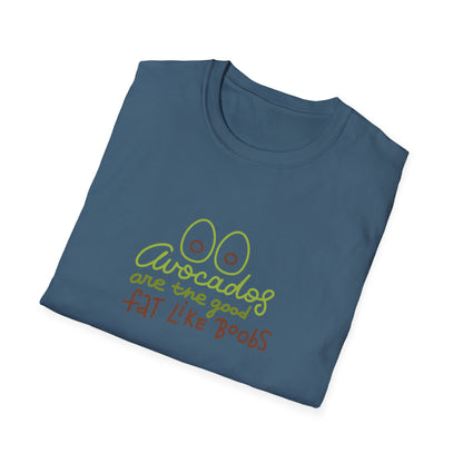 Funny Avocado T-Shirt - 'Avocados are the good fat like boobs'