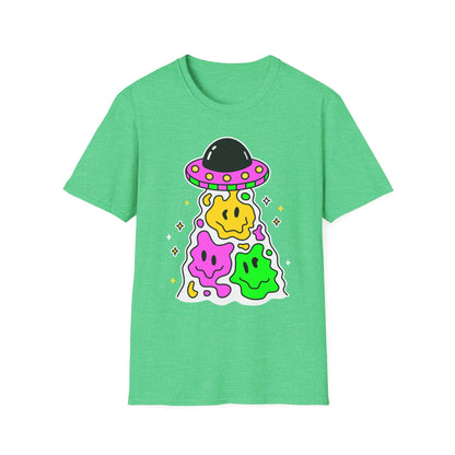 UFO Alien Smile Graphic T-Shirt | Fun Unisex Softstyle Tee for Casual Wear
