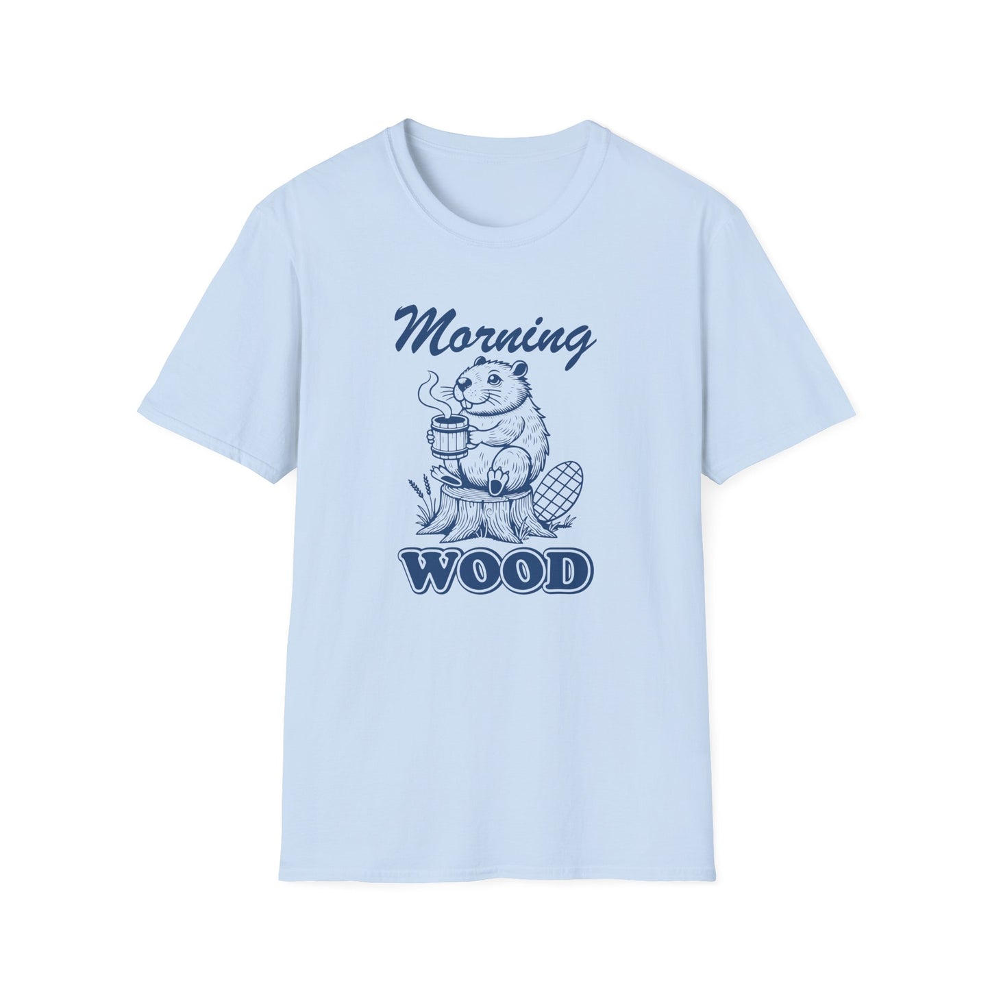 Funny Morning Wood Unisex T-Shirt - Softstyle Graphic Tee for Nature Lovers