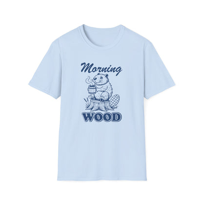 Funny Morning Wood Unisex T-Shirt - Softstyle Graphic Tee for Nature Lovers